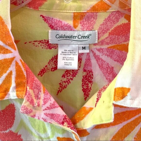 COLDWATER CREEK Size M Lightweight Jean Style Jacket In Yellow Pink Orange - Picture 3 of 5